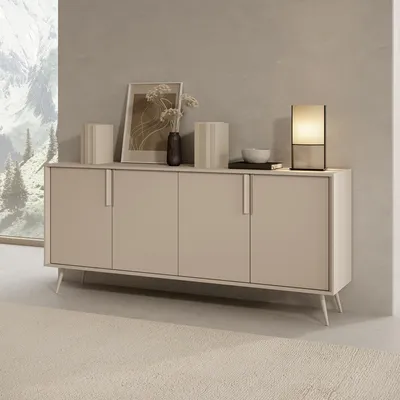 Immagine prodotto di Harero - Credenza, 110x40x78h cm Bianco Crema, 4 Ripiani