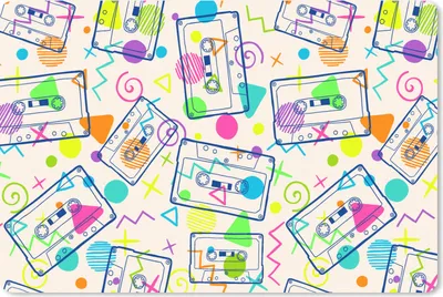 Produktbild von MuchoWow® Mauspad Mousepad Muster - Retro - Kassette - 1980er Jahre 27x18 cm - Mousepads - Maus Mat - Pad - Mausunterlage - Büroartikel - Desk Matten