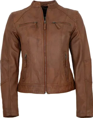 Produktbild von 7eleven - Damen Lederjacke Lammnappa cognac : 46