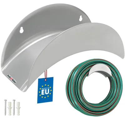 Zdjęcie produktu dla Uchwyt do węża ogrodowego ścienny - Stal ocynkowana - Szary - 280 x 113 mm