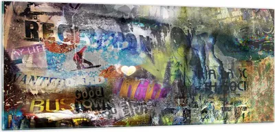 Produktbild von Bilder auf glas - Graffiti modern - 100x40cm - Glasbilder - Wandbilder - Kunstdruck - zum Aufhängen bereit - Wanddekoration aus Glas - Glas Bilder - Wandbild auf Glas - Einteilig - GAB100x40-3564