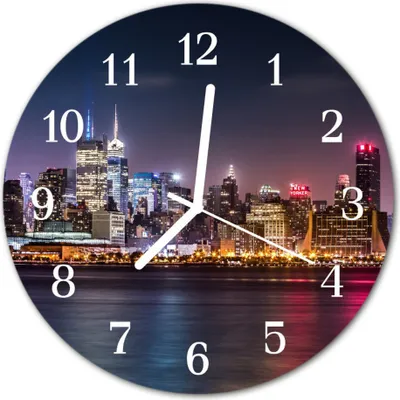 Produktbild von Glasuhr Wanduhr Küchenuhr Echt-Glas 30fi cm Skyline mehrfarbig