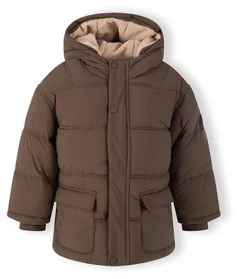 Produktbild von Minoti Wintermantel Jungen mit Teddyfutter und Kapuze, wattiert, gesteppt – Kinder-Mantel Braun Gr. 92