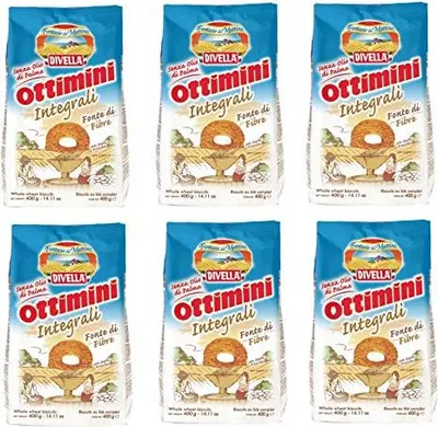 Produktbild von 6x Divella Ottimini Integrali Vollkornkekse 400g Biscuits Cookies italienische Kekse