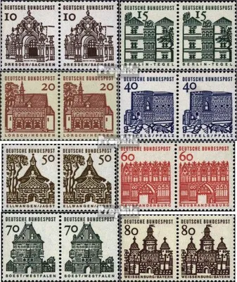 Produktbild von Briefmarken BRD (BR.Deutschland) 1964 Mi 454wP-461wP waagerechtes Paar (kompl.Ausg.) postfrisch Bauwerke