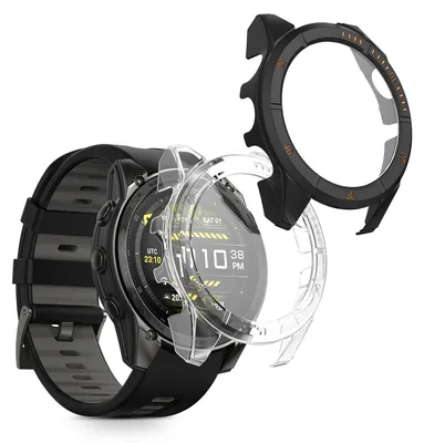 Produktbild von kwmobile 2x Glas Hülle für Garmin Tactix 8 51mm AMOLED Schutzhülle - Fullbody Fitnesstracker Case Set aus Glas - Transparent Schwarz