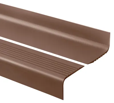 Obrázek produktu pro QUEST Schodová lišta 70x40 mm, 1.5m RGPD PVC, Protiskluzová schodová hrana, schodový profil, ochrana schodů, bronz
