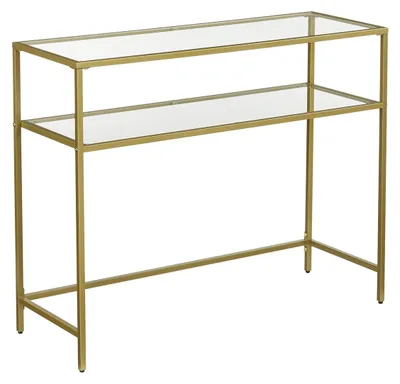 Produktbild von Goldfarbener Konsolentisch aus Metall und Glas – 100 x 35 x 80 cm