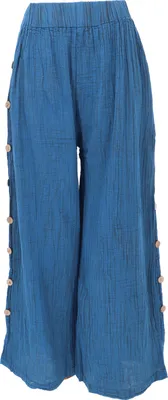 Produktbild von Bequeme Palazzohose, Sommerhose, Musselinhose - Blau, Damen, Baumwolle, Hosen