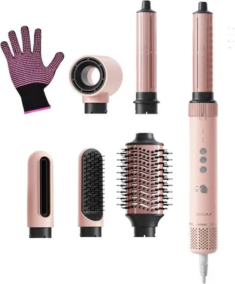 Productafbeelding van Haarstyler 6-in-1 - Warmluchtborstel Krultang - Haar Stijlen - Coanda-effect Krultang - 1.44 kg - Roze
