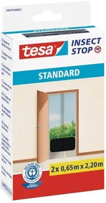 Produktbild von Fliegengitter tesa Insect Stop Standard für Türen 0,65x2,20m 2 Stück anthrazit Packung mit 15 Stück