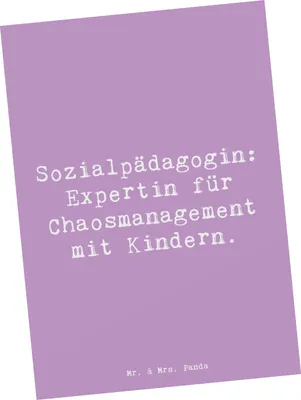 Produktbild von Mr. & Mrs. Panda Grußkarte Spruch Sozialpädagogin Chaosmeisterin - Lavendeltraum - Geschenk, Kinderhilfe, Postkarte, Ansichtskarten, Erwachsenenhilfe, Berufsliebe, Beruf
