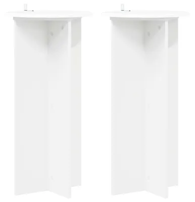 Image de vidaXL Étagères à plantes, lot de 2, blanches, Ø 40 x 80 cm, en matériau de bois
