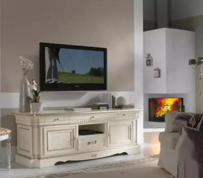 Immagine prodotto di Cassettiera porta tv bianca credenza in legno mobili classici soggiorno