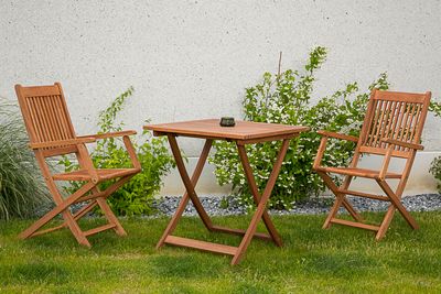 Merxx 3tlg. Rio Gartenmöbelset - 2 Sessel, 1 Tisch - Farbe: braun - Maße: Sessel: 60x50x94 Tisch: 70x70x74; 2x 25151-0111x 25196-011