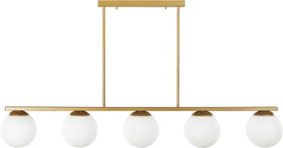 Obrázek produktu pro BELIANI Závěsná lampa zlatý kov 62 cm 5 světel zlatá stínidla bílé sklo glamour design kuchyň jídelna