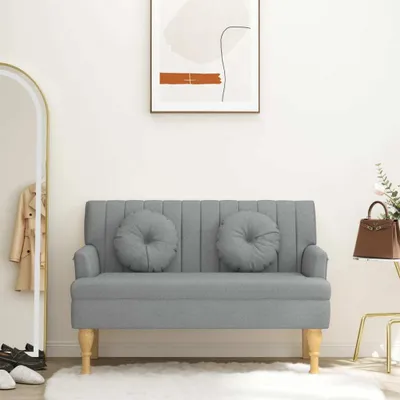 Obrázek produktu pro Lavice s polštáři 113 x 64,5 x 75,5 cm textil Světle šedá