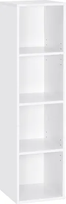 Image de Meerveil Bibliothèque à 4 compartiments, étagère cubique, bibliothèque en bois, étagère sur pied, étagère murale, étagère de rangement, blanc