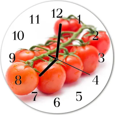 Produktbild von Glasuhr Wanduhr Küchenuhr Echt-Glas 30fi cm Tomaten  rot