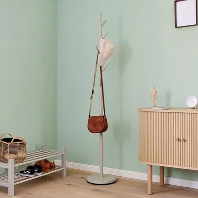 Image de Unyqoos® Porte-manteaux métallique autoportant, gris – 5 crochets robustes (supportant jusqu'à 5 kg), base lourde pour entrée, chambre à coucher et bureau
