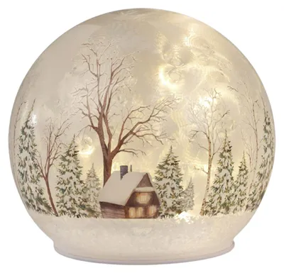 Produktbild von LED Dekoobjekt Kugel Winterlandschaft geeist ⌀ 12cm aus Glas mit Timer Formano
