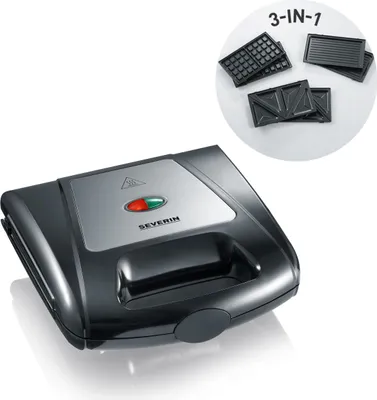 Produktbild von SEVERIN SandwichToaster 3 in 1 Funktion Grill Waffelplatte 1.000 W Kraftpaket-Küchengerät