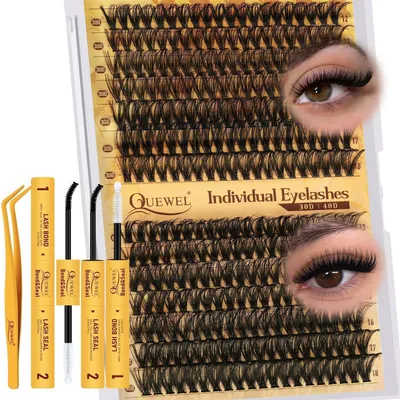 Produktbild von Wimpernverlängerungsset 30+40D gemischte falsche Wimpern 10-18mm mit Kleber & Pinzette 280 Stück