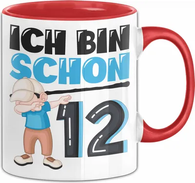 Produktbild von 12. Geburtstag Geschenk Tasse Becher Jungs Dab Geburtstagsgeschenk Ich Bin Schon 12 (Rot)
