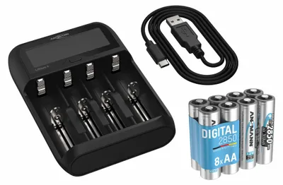 Produktbild von ANSMANN Lithium 4, Ladegerät, inkl. 8xAA NiMH Akkus 2850 mAh, Vorteilspack