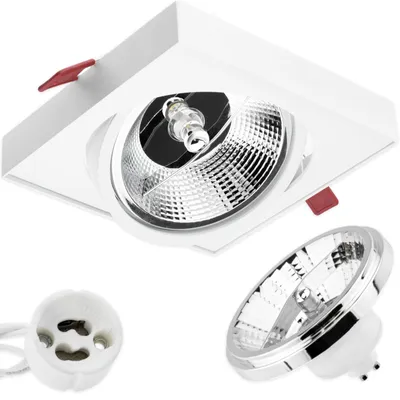 Produktbild von LUMILED Einbaustrahler Einbauleuchte Deckenlampe Spot Deckenstrahler Strahler flach schwenkbar Downlight eckig weiß inkl. LED-Leuchtmittel ES111 GU10 Fassung 24° 15 W Neutralweiß 4000K Aluminium