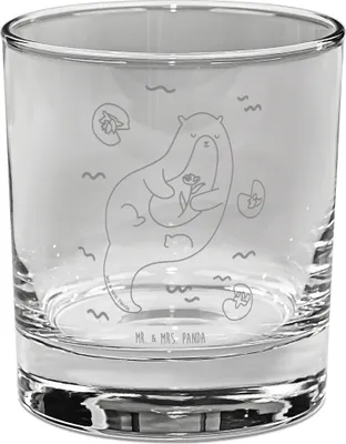Produktbild von Mr. & Mrs. Panda Longdrinkglas Otter Seerose - Transparent - Geschenk, Glas, Wasser, Tumbler, Fluss, gravur, glücklich, für Gin, Cocktailglas, Trinkglas, Seeotter
