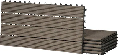 Produktbild von WPC Fliesen, Terrassenfliesen Klicksystem, Balkonfliesen 30x60 cm, für außen : Braun 6 Farbe: Braun Stückzahl: 6
