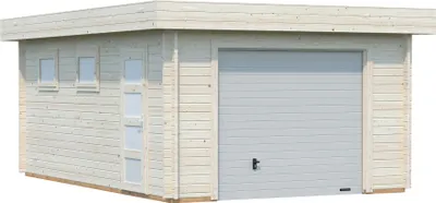 Produktbild von Palmako Garage Rasmus 19,0 m² - 44 mm - mit Sektionaltor naturbelassen
