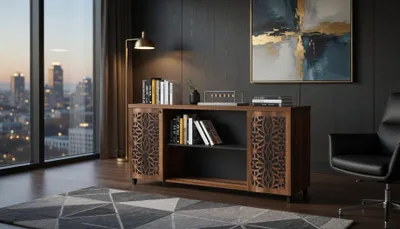 Immagine prodotto di Console in stile moderno con rivestimenti decorativi in legno