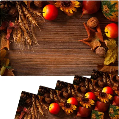 Produktbild von Abwaschbare Tischsets 6er Set Landhaus-Stil Herbst-Ernte Holz-Optik
