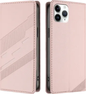 Produktbild von Hülle für iPhone 11 Pro, Kunstleder Brieftaschen Handyhülle mit Kartenfach und Standfunktion Pink
