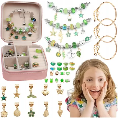 Produktbild von DK Schmuck Bastelset Perlen für Mädchen Grün Kreativ Geschenk