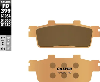 Produktbild von Bremsbeläge Galfer FD399G1380 Sinter-Metall SCOOTER hinten 10,1mm für Kymco People GT i ABS Euro4, SYM Joymax EVO GTi 300 ccm