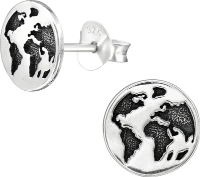Produktbild von Ohrstecker 925 Sterling Silber mit Erde Weltkugel