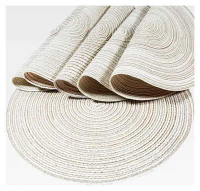 Produktbild von Runde Tischsets, 6er Set Beige, Hitzebeständige Platzdeckchen, Abwaschbare Platzsets für Esszimmer, Küche, Hochzeit und Party