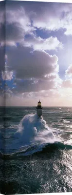 Image de Impression d'art sur toile, phare dans la tempête - Jean Guichard - Ar-Men dans la tempète - 150x50 cm