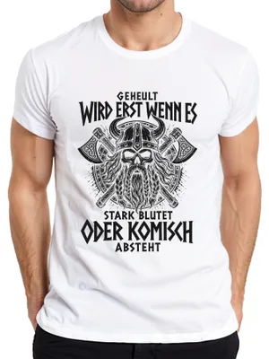 Zdjęcie produktu dla Krzyk jest słyszalny dopiero wtedy, gdy coś krwawi lub wygląda nienaturalnie. Męska koszulka "Nordmann", biała, rozmiar S