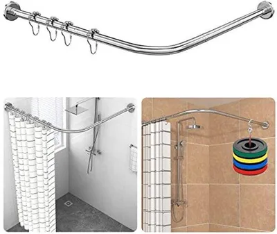 Produktbild von Famanu Duschvorhangstange L-Form verstellbar 70-100 cm - Edelstahl ohne Bohren