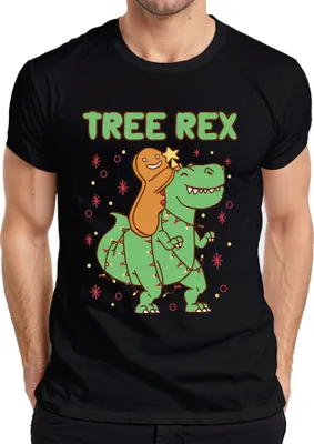 Produktbild von Tree Rex Lebkuchen Weihnachtsbaum Dino - Weihnachten Weihnachtsgeschenk Herren T-Shirt, Schwarz, XXL