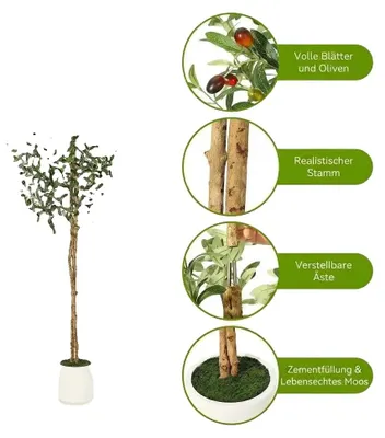Immagine prodotto di Albero artificiale con foglie realistiche, ideale per la decorazione d'interni, 1,8 m, 2 pezzi