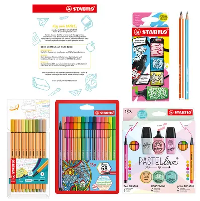 Produktbild von STABILO   Mega Schulset Vorteilspaket -  mit  10x point 88 und 6x point 88 Mini Finelin…