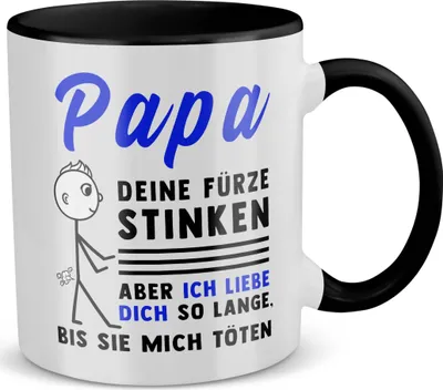 Produktbild von 22Feels Papa Geschenk Vatertag Vater Tasse Deine Fürze Stinken Geburtstag Kaffeetasse Männer Weihnachten Haferl (Weiss-Schwarz)