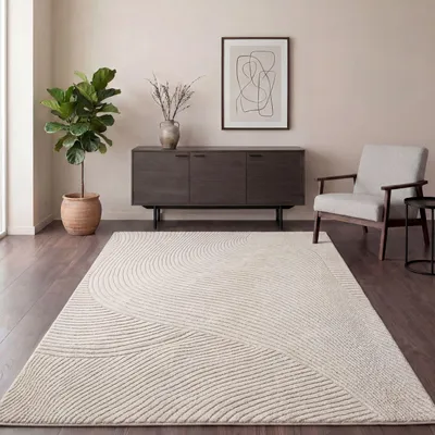 Produktbild von TT Home Wohnzimmer Teppich Esszimmer Kurzflor Japandi Skandinavisch Boho Design Panglao Abstrakt Soft-Touch Hoch-Tief-Effekt Größe 240x330 cm