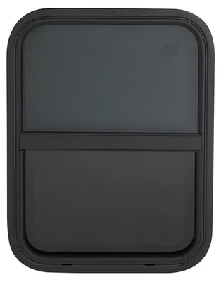 Obrázok produktu pre Okenná clona do obytného vozidla – vertikálne posuvné okno 45x60 cm – vetracie a tienenie pre obytné vozidlá, karavany, nákladné automobily a podobne – čierna farba