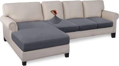 Produktbild von Famanu 3-Sitzer L-förmige Sofa-Hülle mit Chaiselongue - Grau - Set von 4